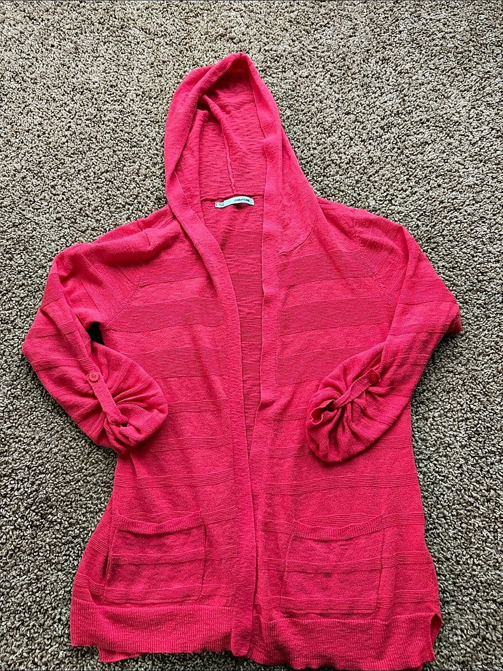 maurices Hooded Knit Cardigan Pink Large